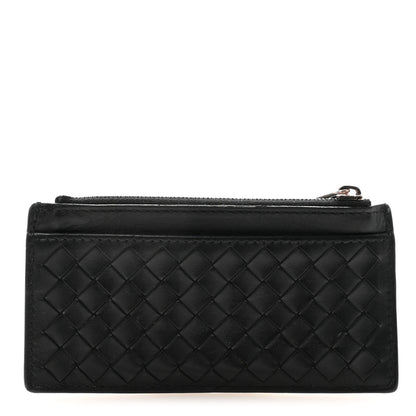 Bottega Veneta Calfskin Intrecciato Zip Card Holder Black 1 of 7
