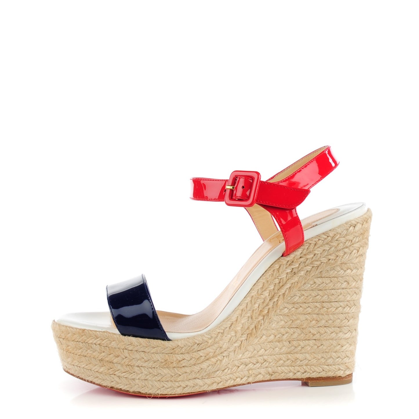 Patent Spachica 140 Wedge Sandals 38 Red White Navy