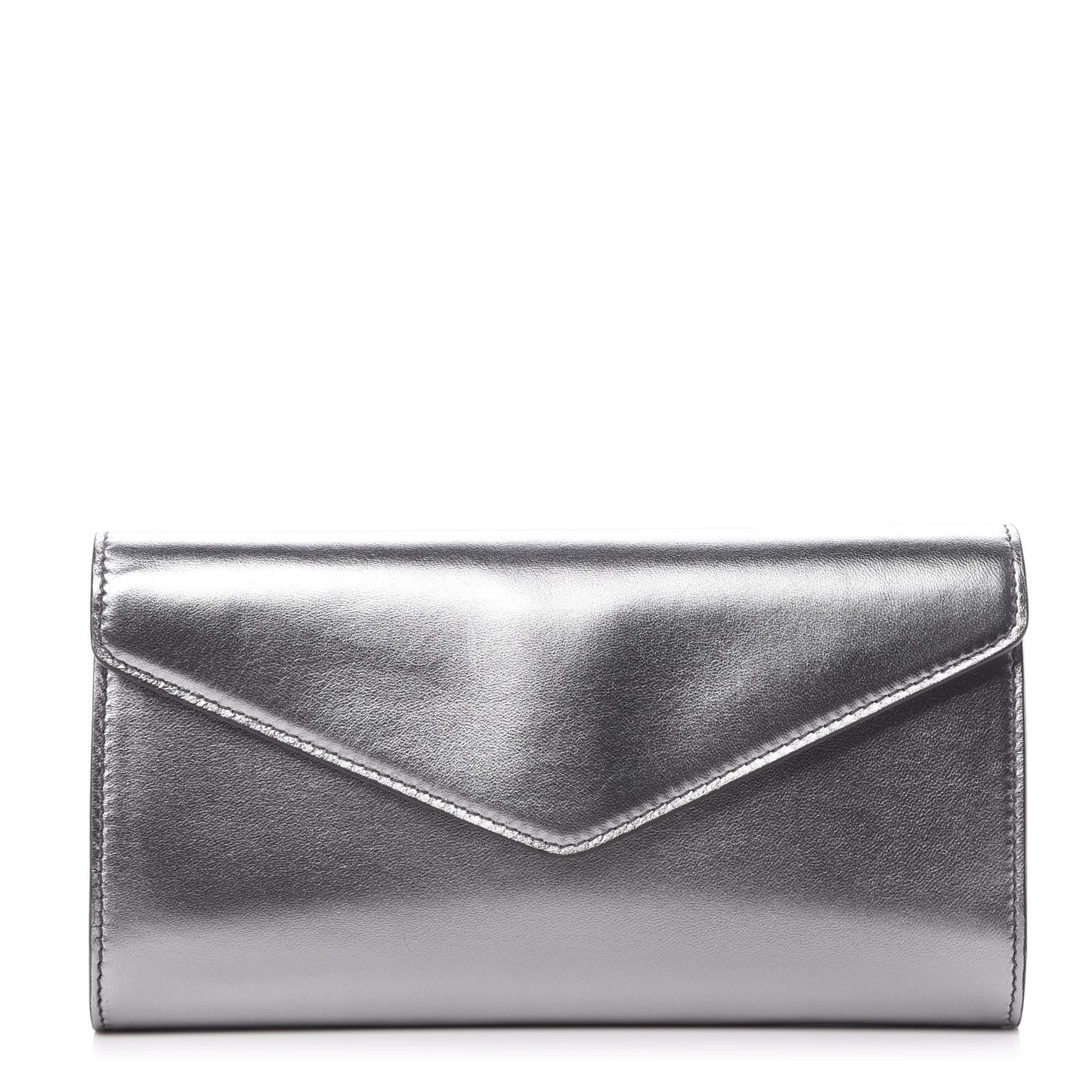 Metallic Calfskin Y-Mail Clutch Silver