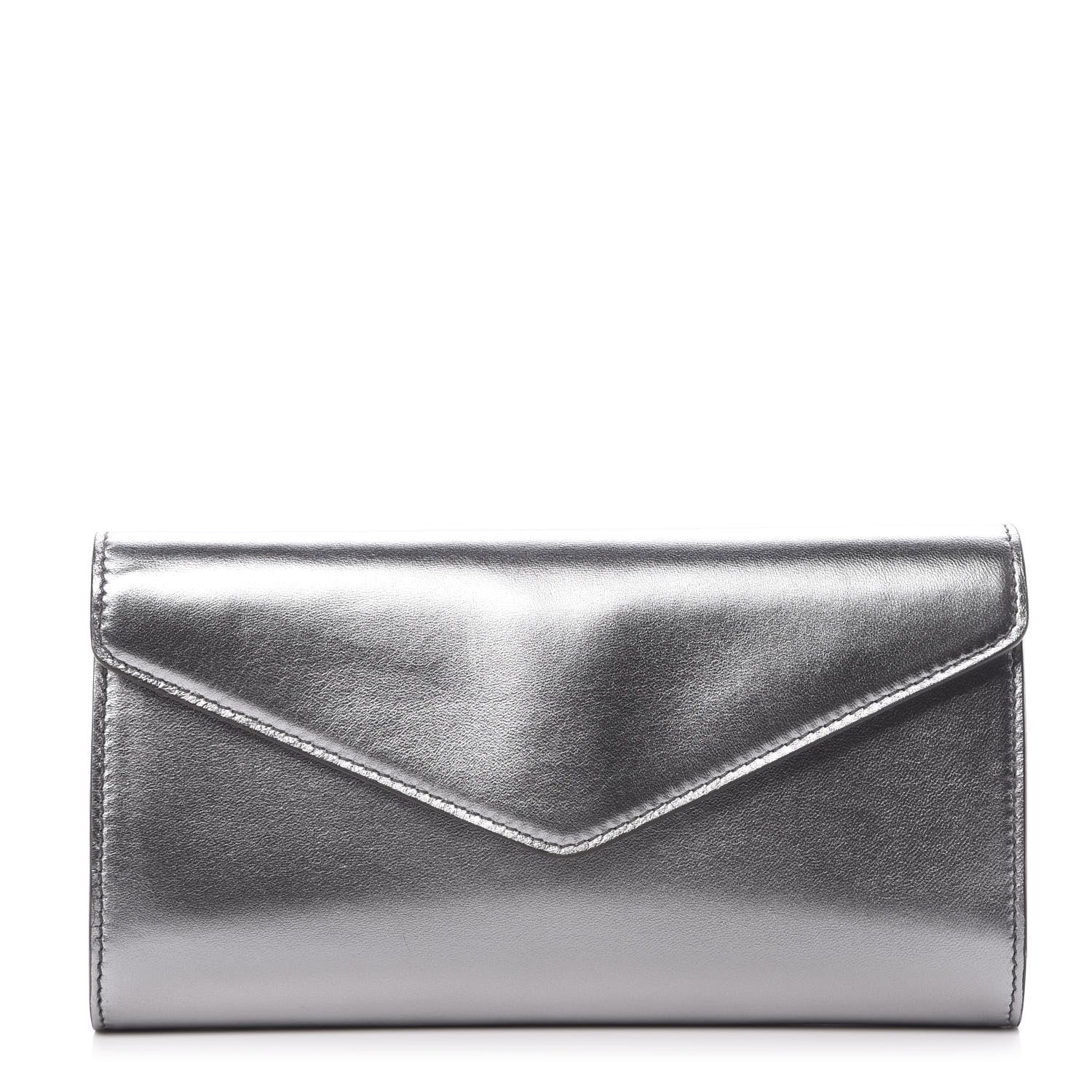 Saint Laurent Metallic Calfskin Y-Mail Clutch Silver 1 of 10