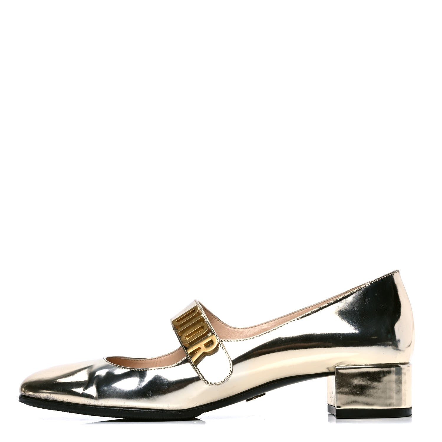 Christian Dior Mirror Finish Calfskin Baby-D Ballet Pumps 37.5 Stardust Gold 1 of 8