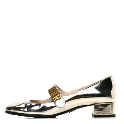 Christian Dior Mirror Finish Calfskin Baby-D Ballet Pumps 37.5 Stardust Gold 1 of 8