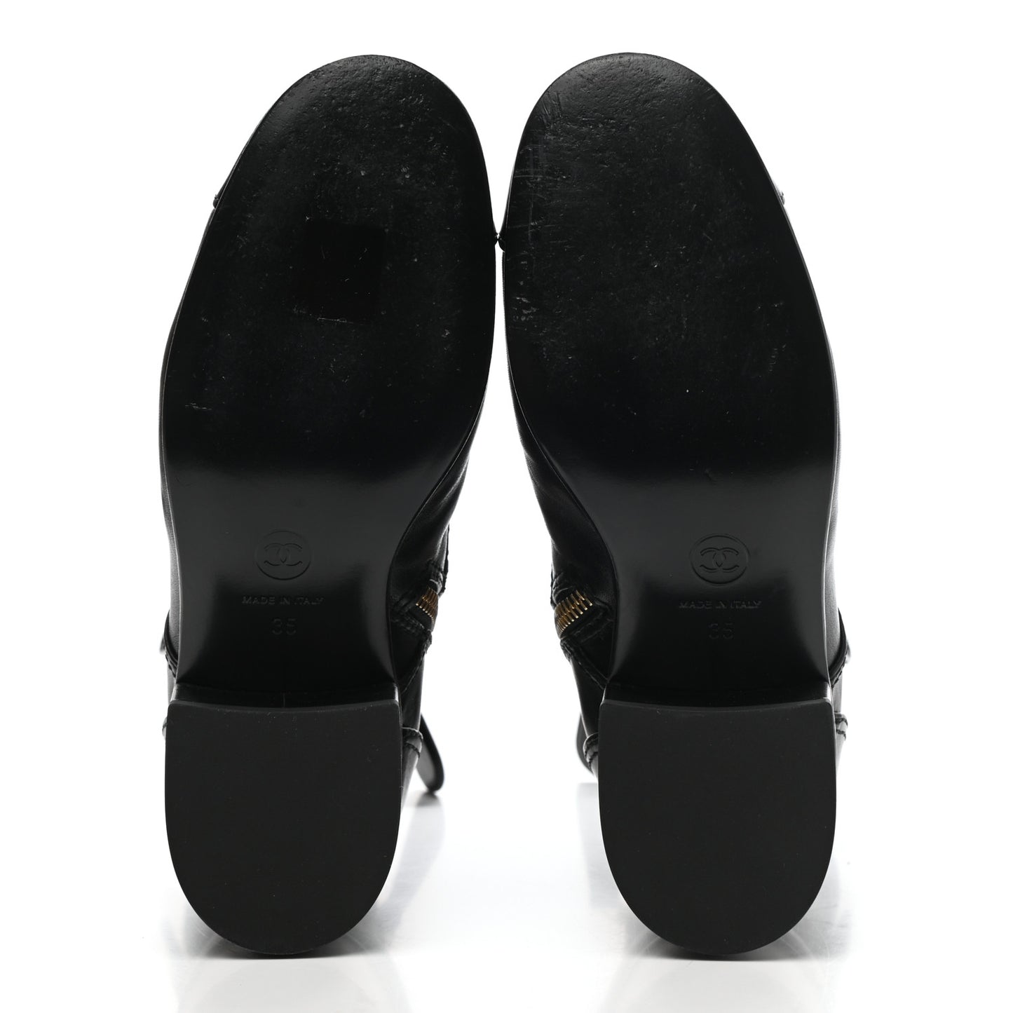 Calfskin Patent Cap Toe CC Lace Up Boots 35 Black