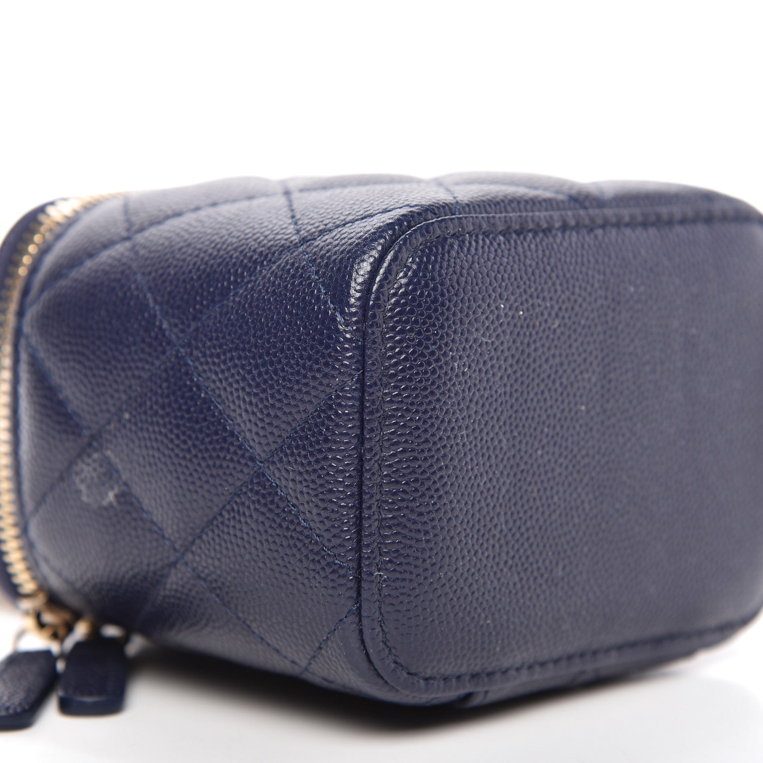 Chanel Caviar Quilted Mini Vanity Case With Chain Navy Blue 6 of 10