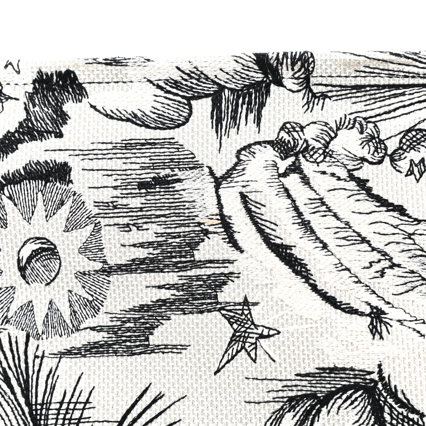 Canvas Embroidered Toile De Jouy Book Tote White Black