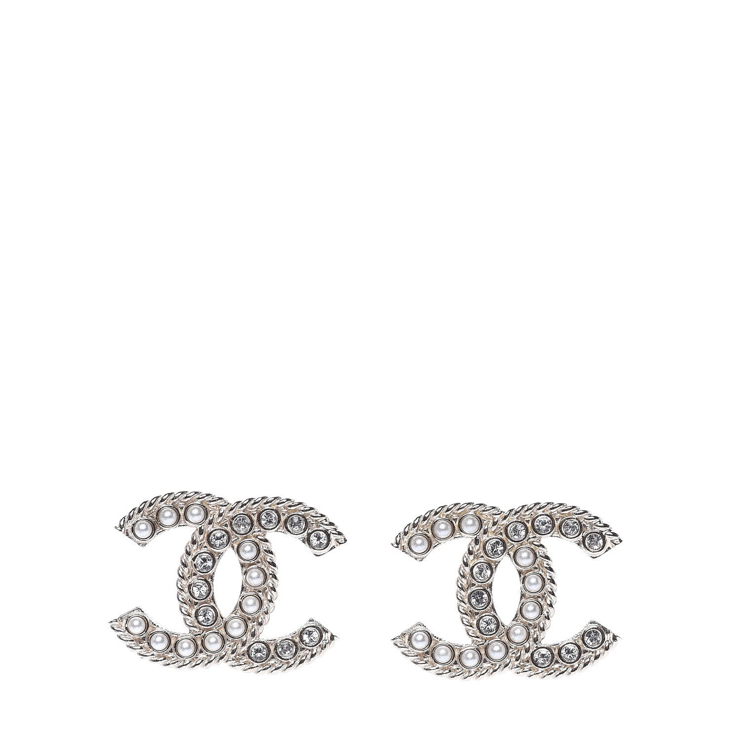 Chanel Pearl Crystal April In Paris CC Earrings Light Gold 1 of 5