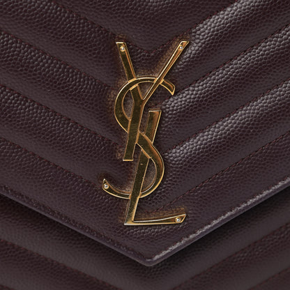 Saint Laurent Grain De Poudre Matelasse Chevron Monogram Chain Wallet Palissandre 15 of 15