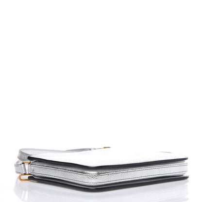Burberry Metallic Goatskin Penhurst D-Ring Triple Zip Crossbody Bag Silver 4 of 9