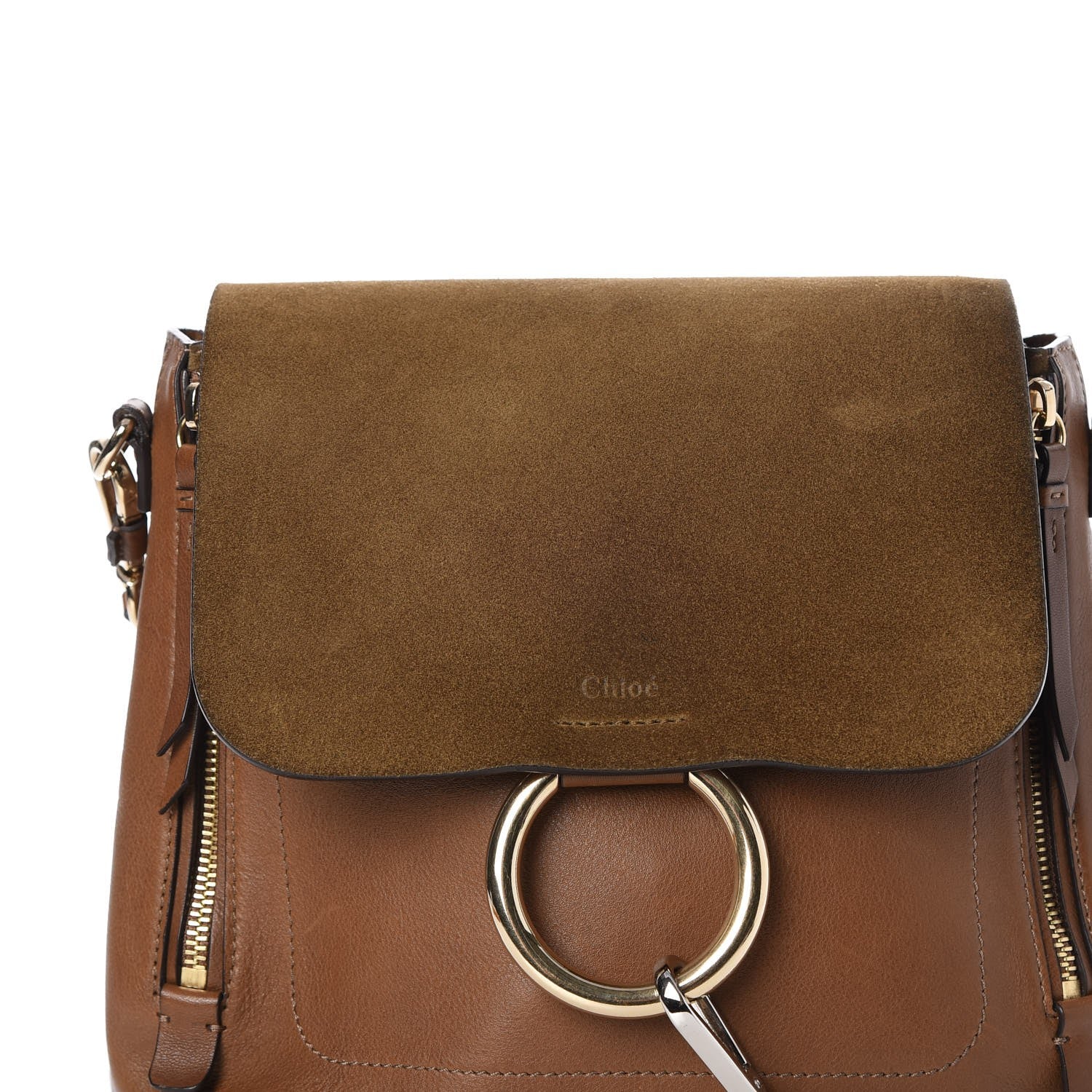 Chloe Suede Calfskin Medium Faye Backpack Woody Khaki 10 of 12