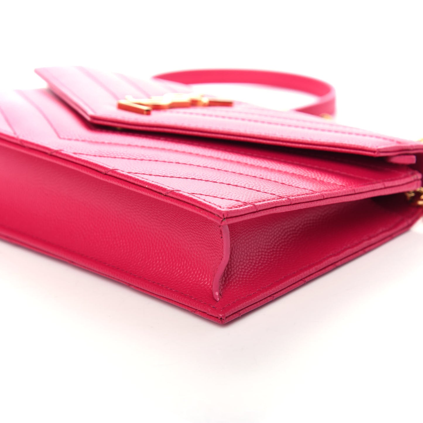 Grain De Poudre Matelasse Chevron Monogram Envelope Chain Wallet Bubblegum