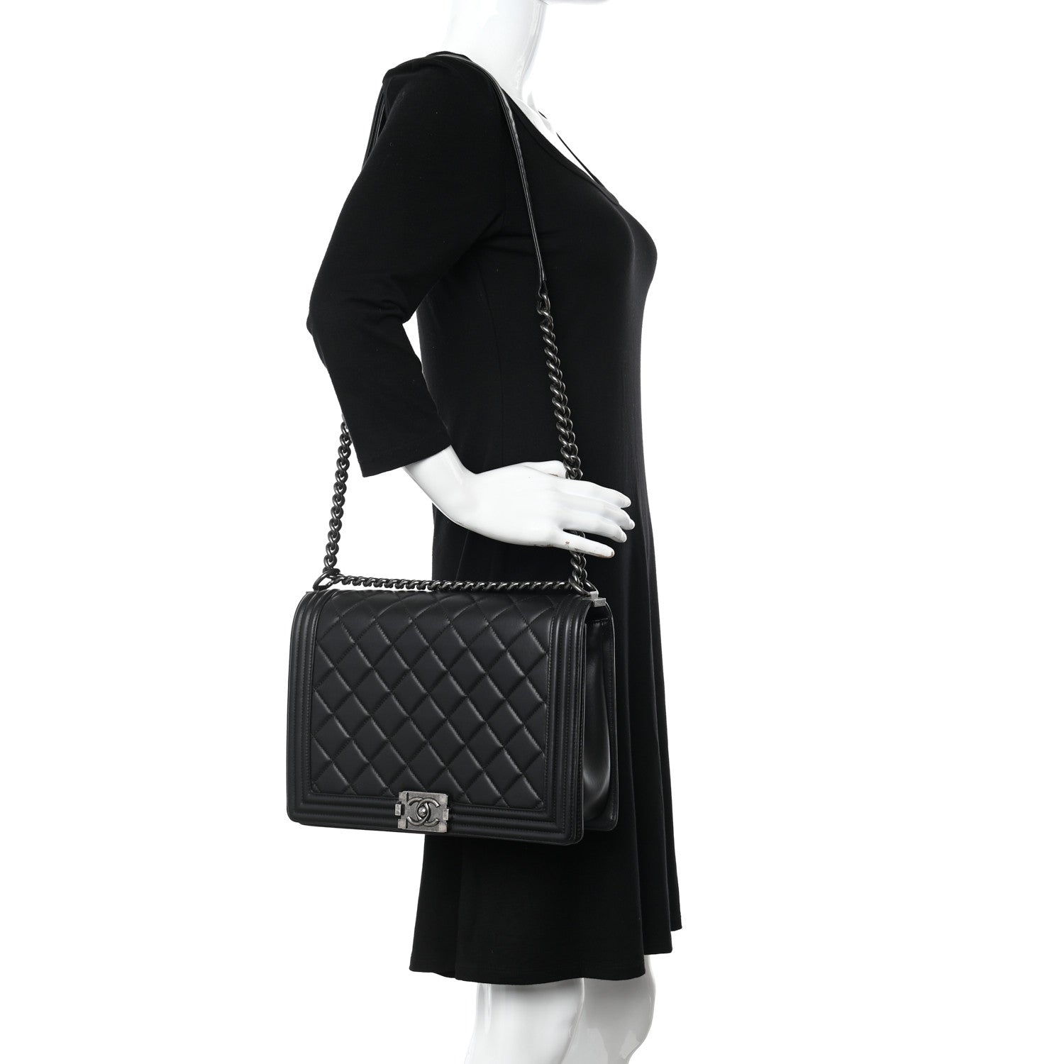 Chanel Calfskin Quilted Large Boy Flap Black 3 of 11