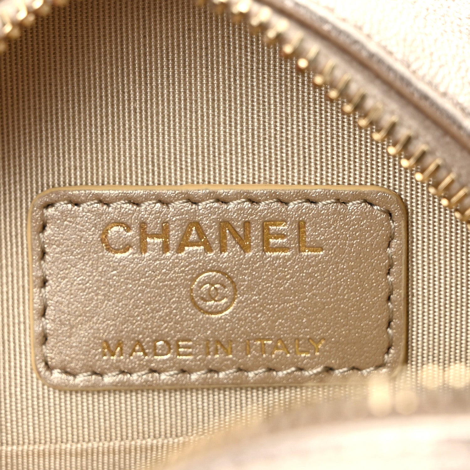Chanel Metallic Lambskin Quilted Chanel 19 Round Clutch With Chain Gold 6 of 9