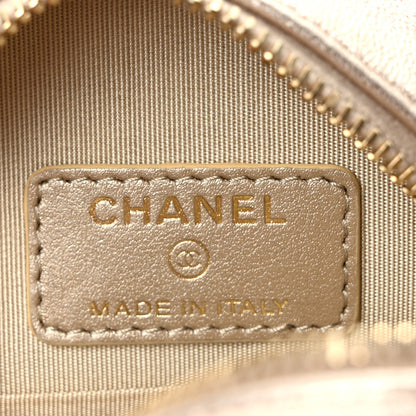 Chanel Metallic Lambskin Quilted Chanel 19 Round Clutch With Chain Gold 6 of 9