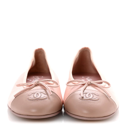 Chanel Lambskin Cap Toe CC Ballerina Flats 39 Light Pink Dark Pink 3 of 10