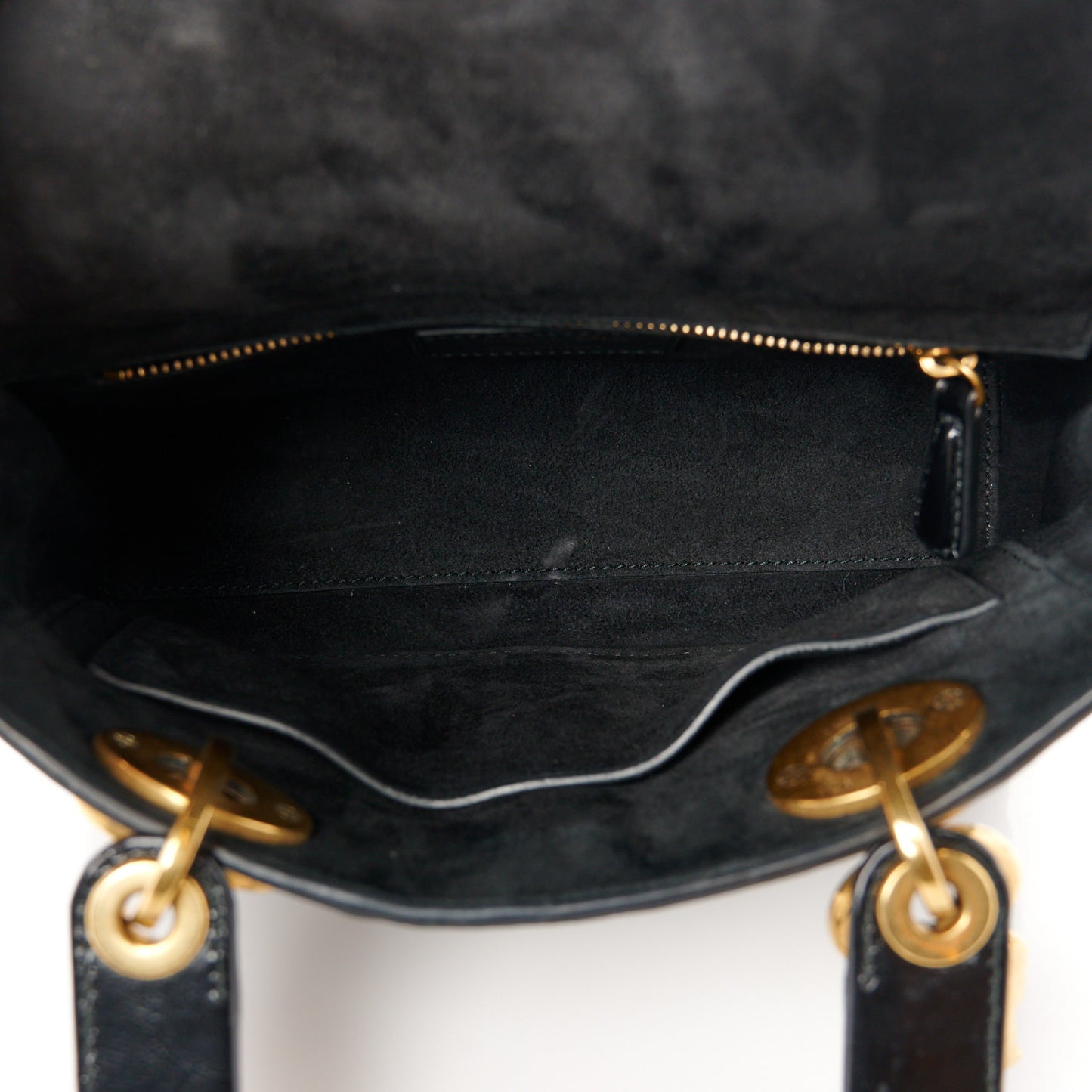 Crinkled Patent Cannage Small Lucky Badges My Lady Dior Black