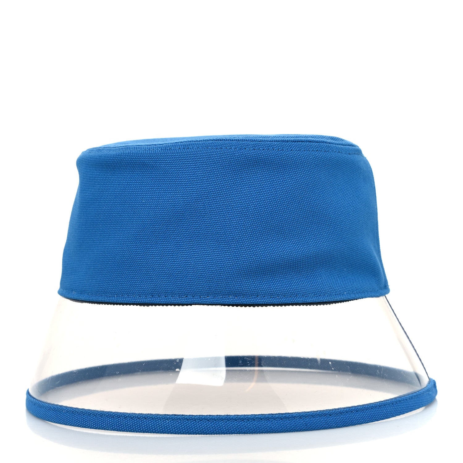 Prada Canapa PVC Metal Triangle Logo Womens Bucket Hat M Blue 5 of 7
