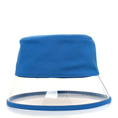 Prada Canapa PVC Metal Triangle Logo Womens Bucket Hat M Blue 5 of 7