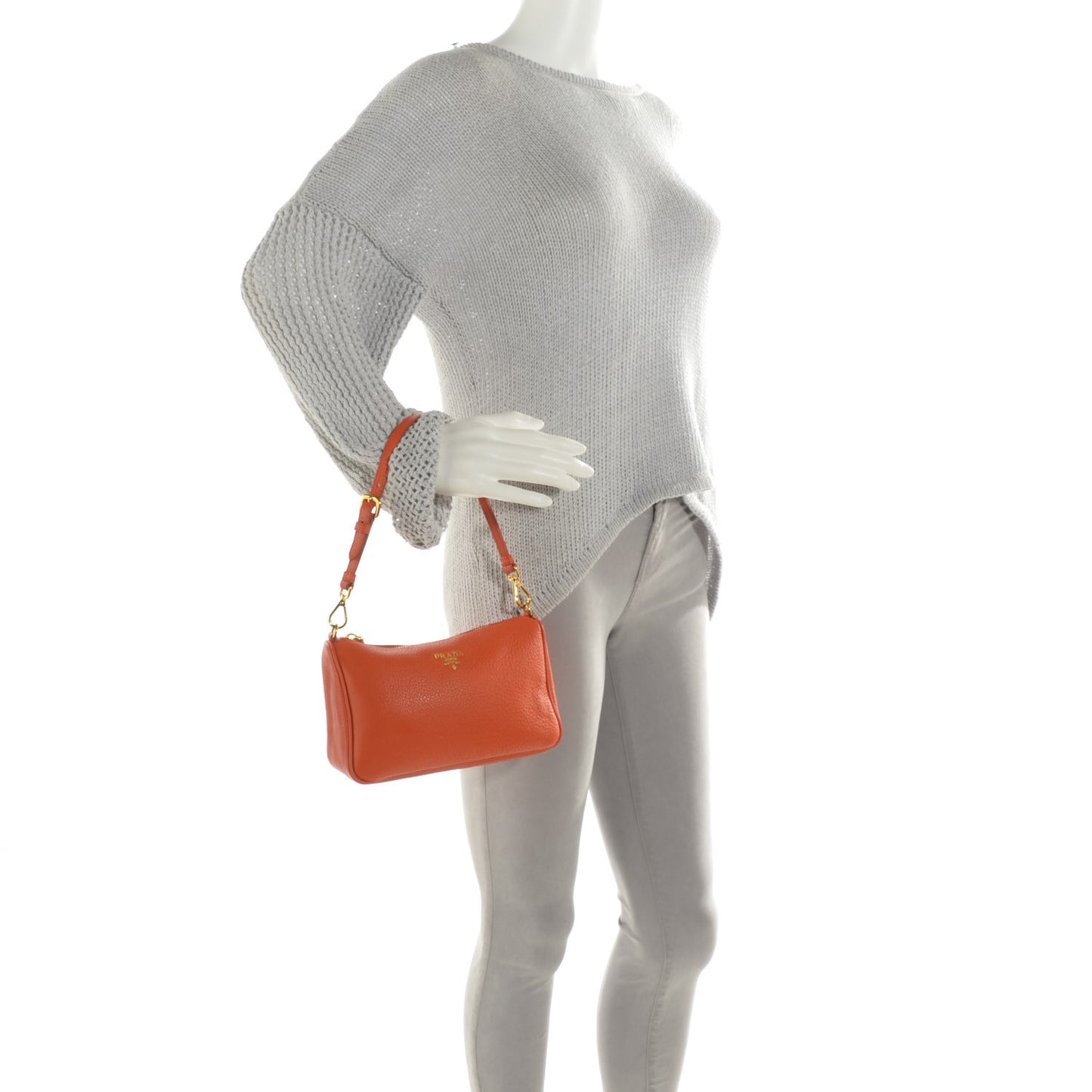 Vitello Daino Mini Shoulder Bag Papaya