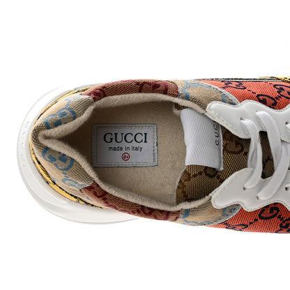Gucci Monogram Multicolor Mens Rhyton Sneakers 8.5 Yellow Blue Great White Tabasco 7 of 11