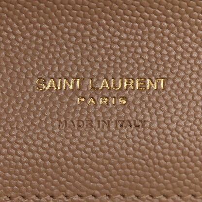 Saint Laurent Grain De Poudre Matelasse Chevron Monogram Envelope Clutch Dark Beige 6 of 12