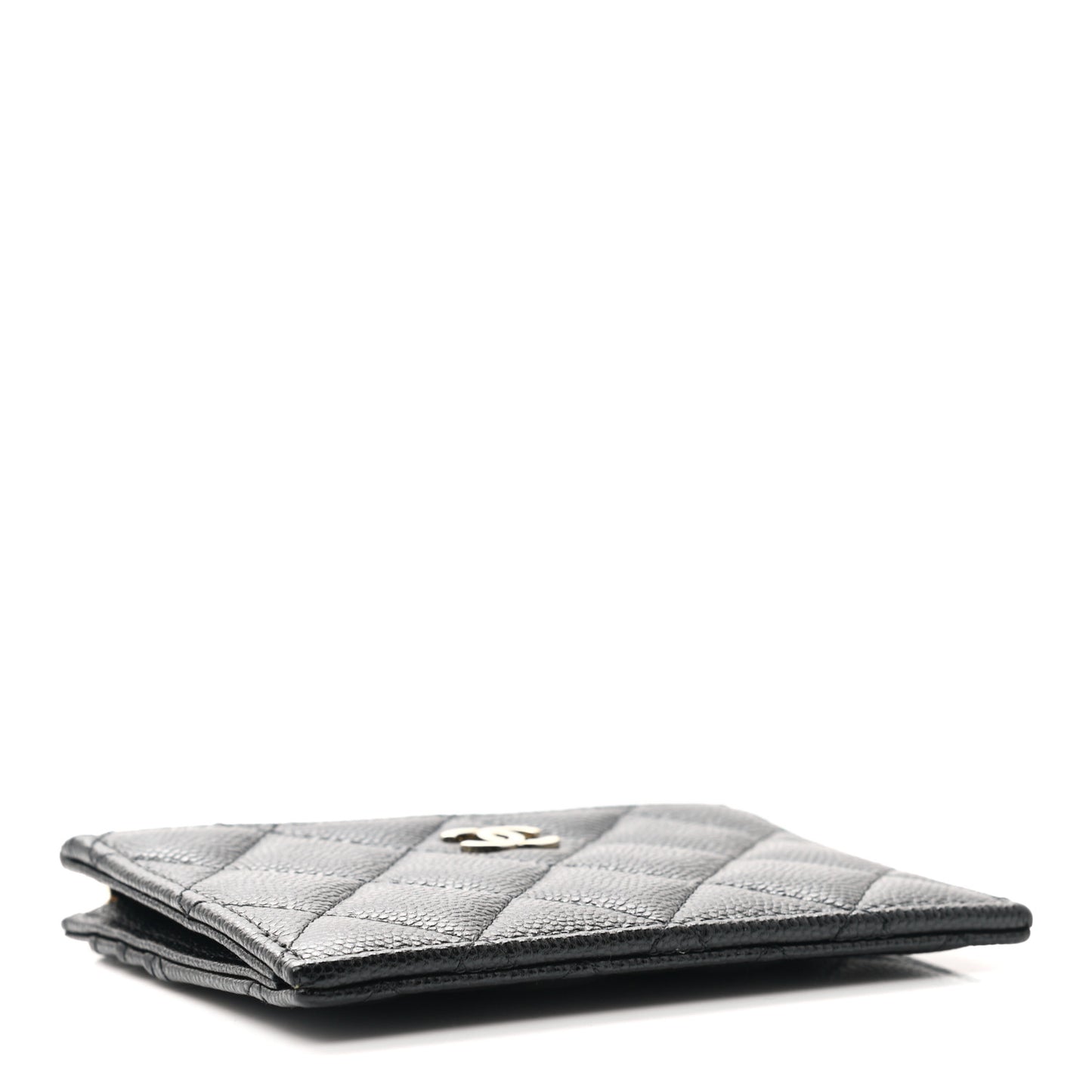 Caviar Quilted CC Zip Card Holder Black