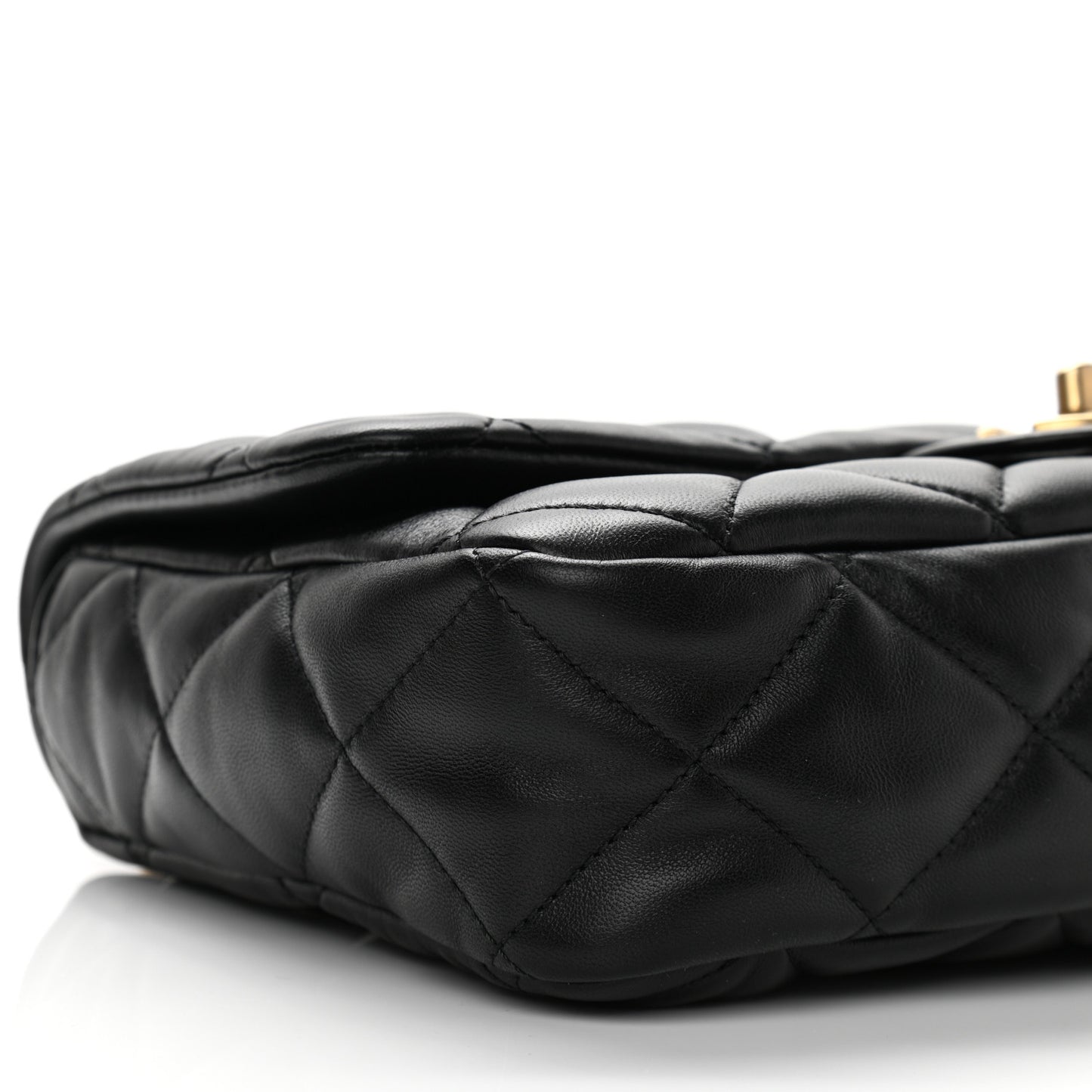 Lambskin Quilted Large CC Funky Town Flap Black