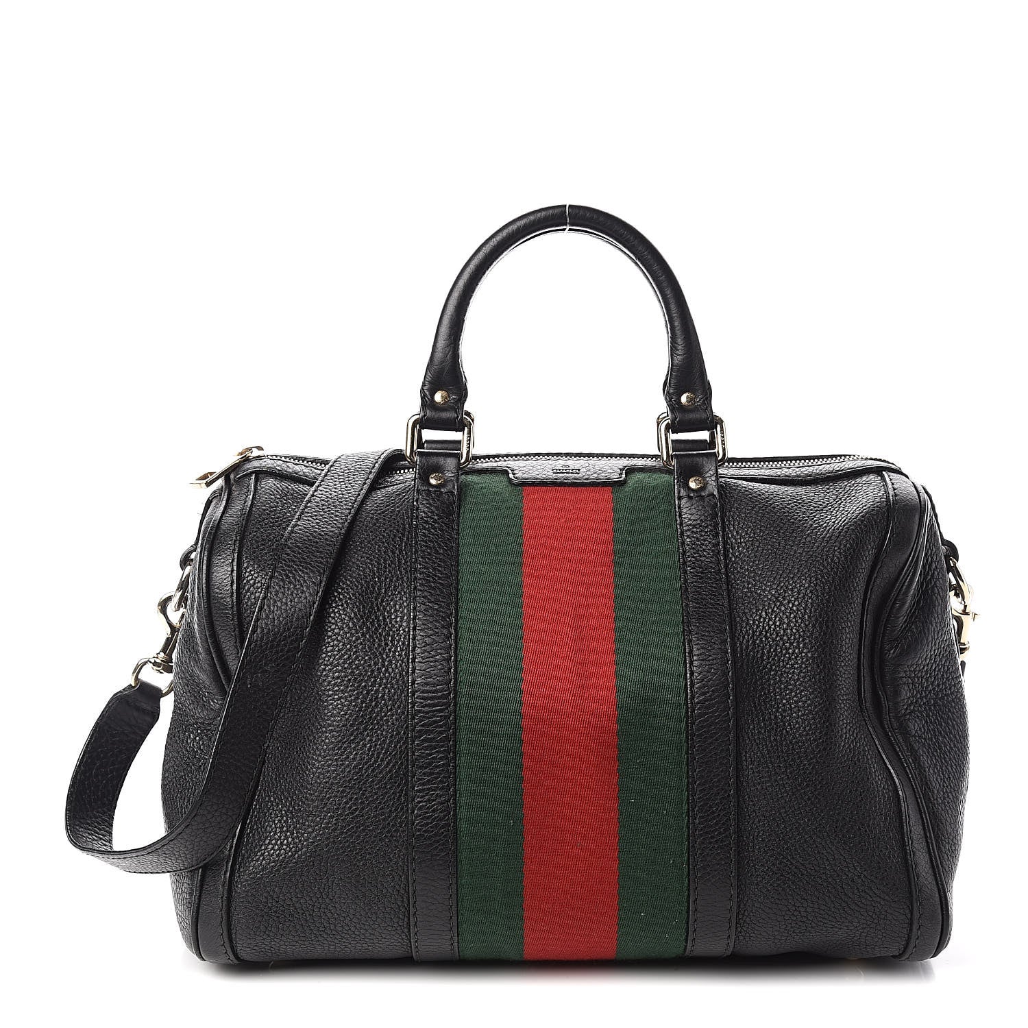 Gucci Calfskin Vintage Web Medium Boston Black 1 of 18