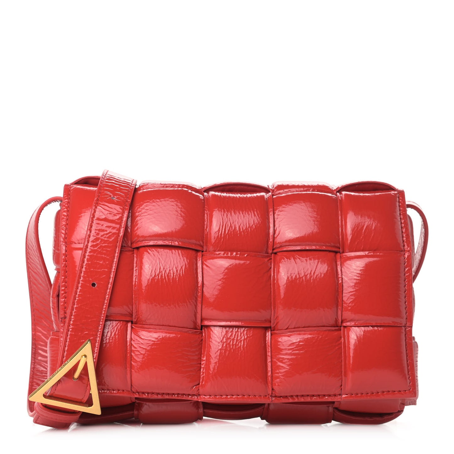 Textured Deerskin Maxi Intrecciato Padded Cassette Crossbody Bag Chili