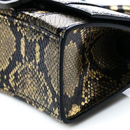Balenciaga Shiny Calfskin Snakeskin Embossed Hourglass Top Handle Bag XS Gold Black 8 of 8
