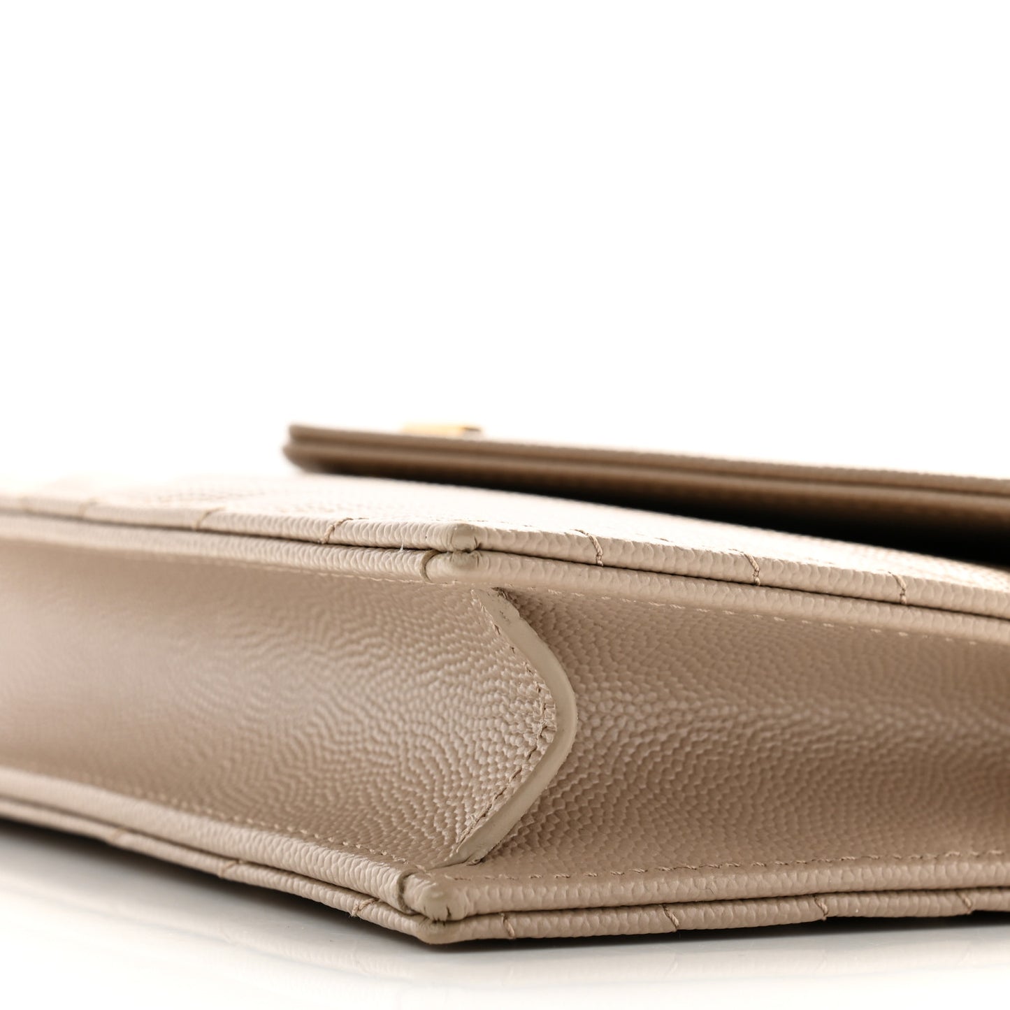 Grain De Poudre Matelasse Chevron Monogram Envelope Chain Wallet Dark Beige