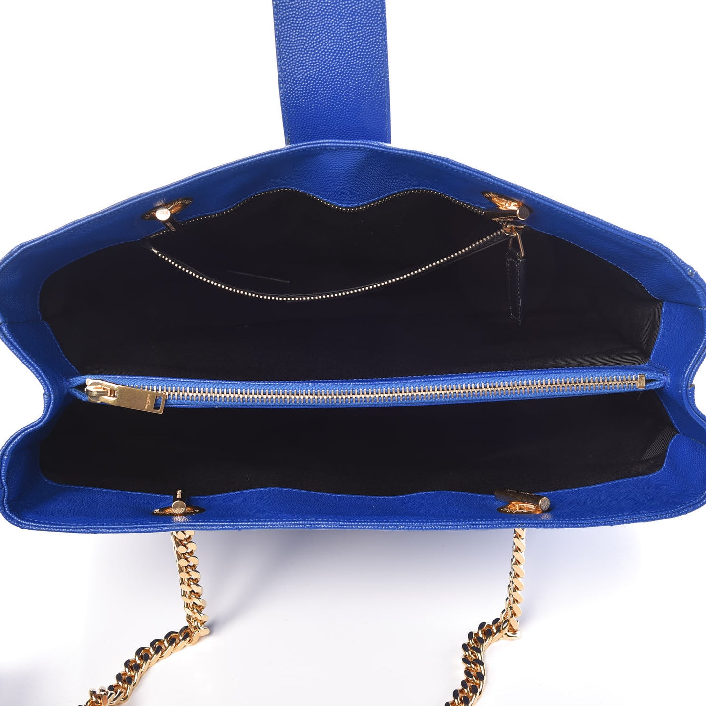 Grain De Poudre Matelasse Chevron Monogram Shopping Bag Blue Majorelle