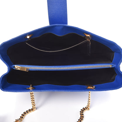 Saint Laurent Grain De Poudre Matelasse Chevron Monogram Shopping Bag Blue Majorelle 5 of 9