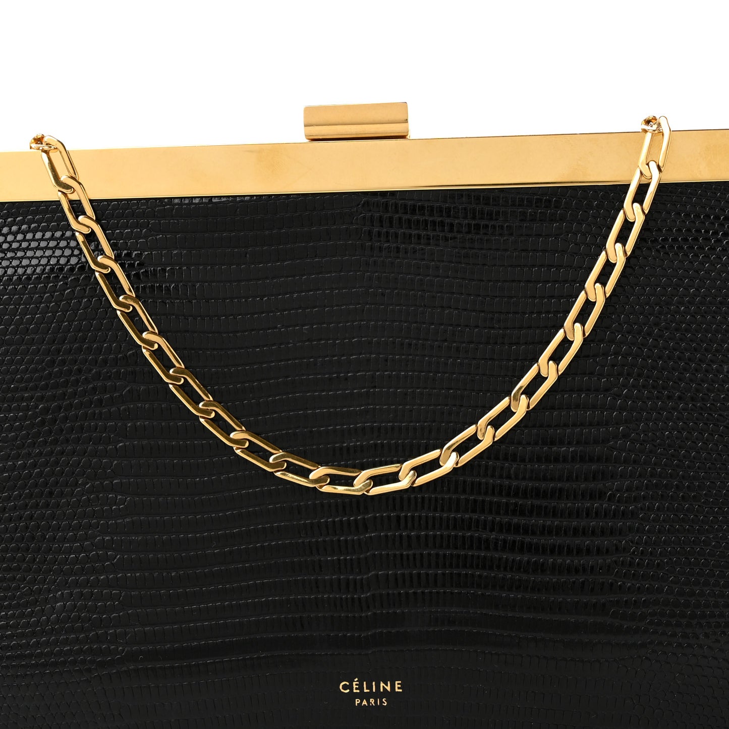 Lizard Mini Clasp Clutch Bag Black