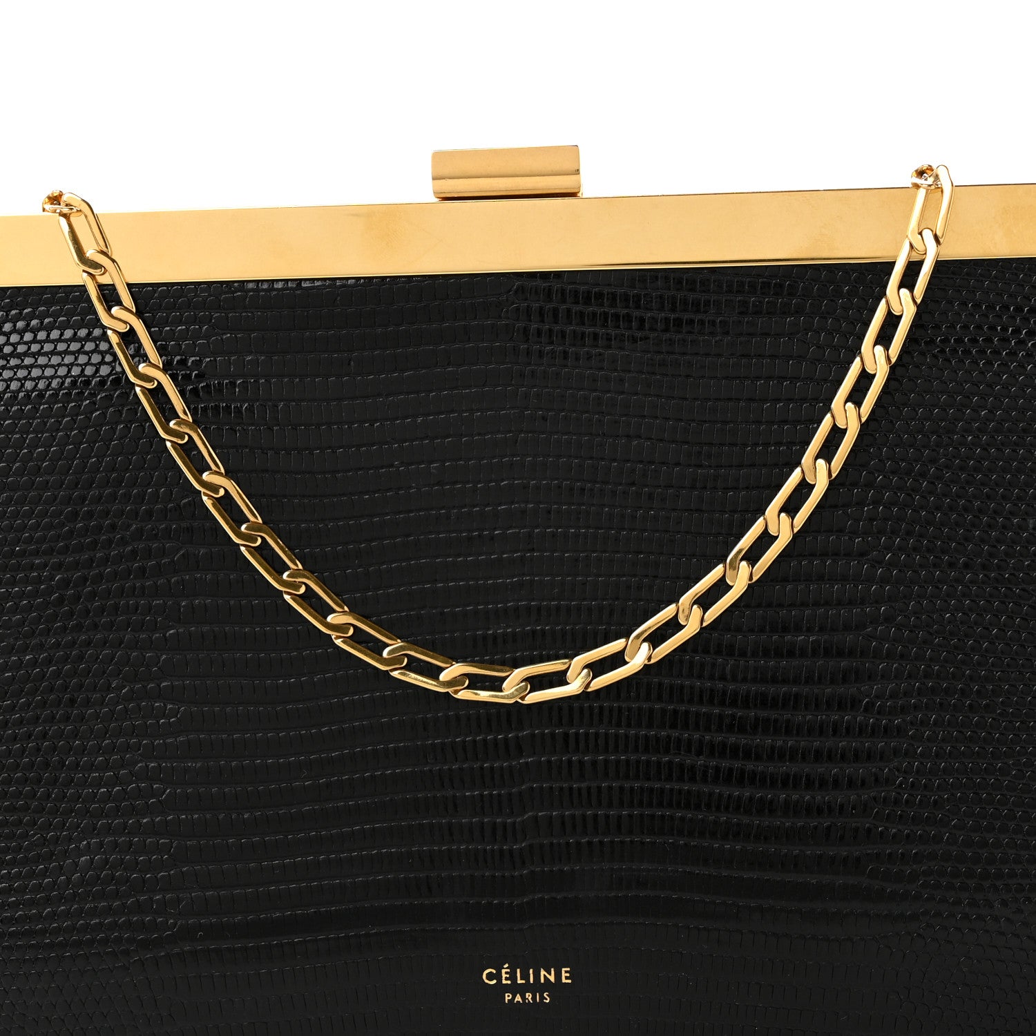 Celine Lizard Mini Clasp Clutch Bag Black 7 of 9