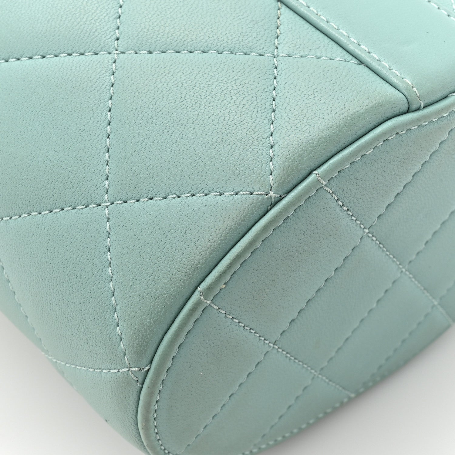 Chanel Lambskin Resin Elegant Chain Vanity Case Light Blue 13 of 14