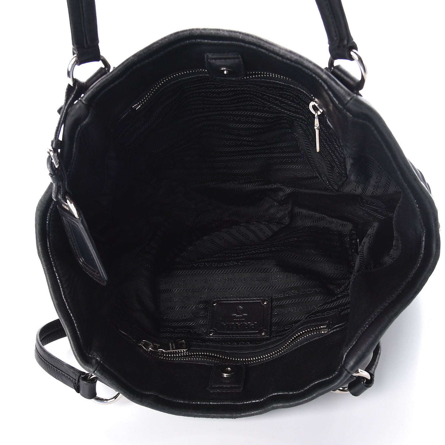 Prada Tessuto Nylon Zip Around Shoulder Bag Black 5 of 11