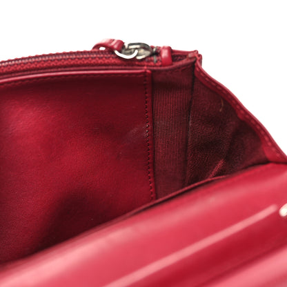 Chanel Calfskin Double Stitch Hamptons Wallet On Chain WOC Red 12 of 14