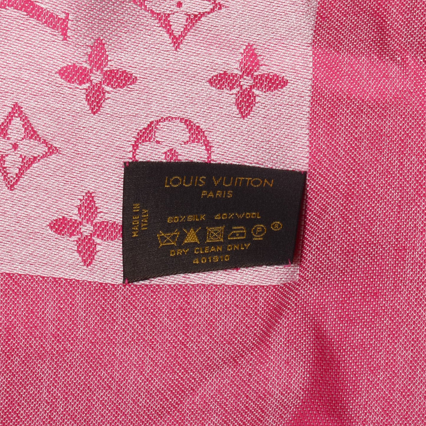 Wool Silk Monogram Denim Shawl Pivoine