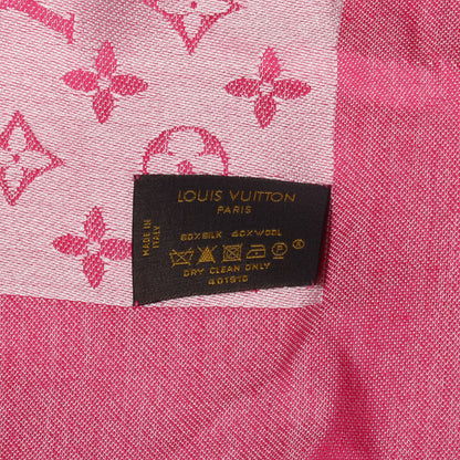 Louis Vuitton Wool Silk Monogram Denim Shawl Pivoine 5 of 5