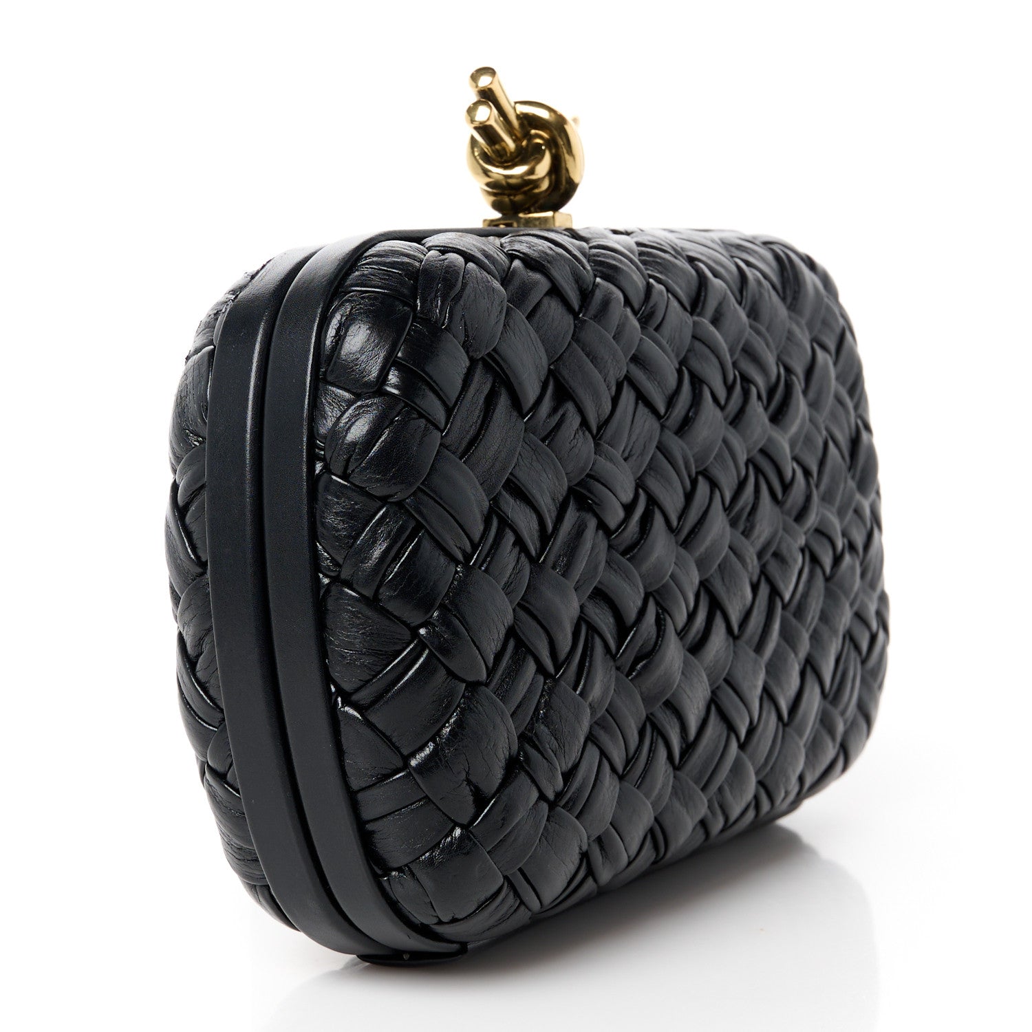 Bottega Veneta Foulard Intrecciato Minaudiere Knot Clutch Black 3 of 10