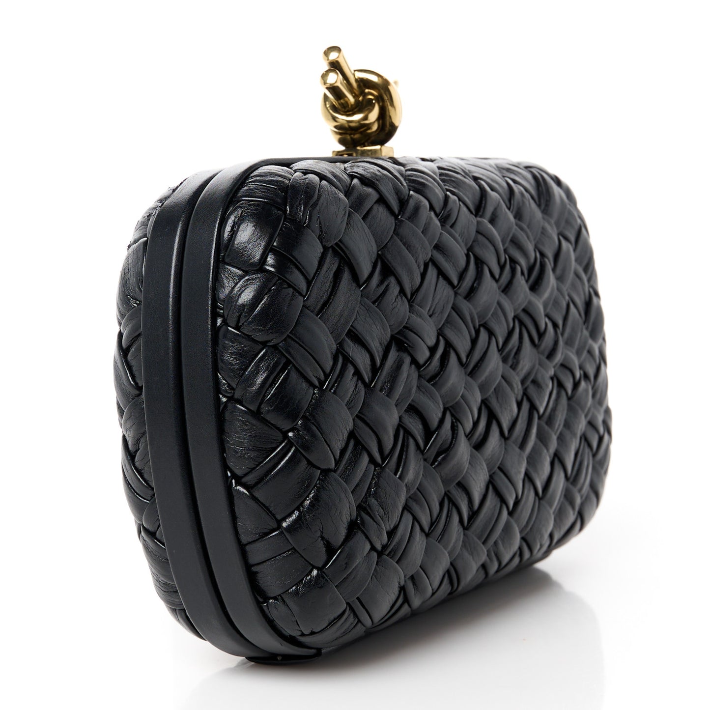 Foulard Intrecciato Minaudiere Knot Clutch Black
