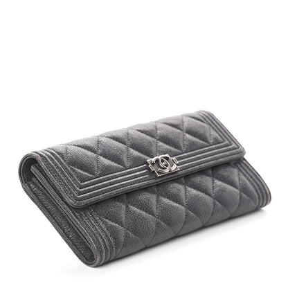 Chanel Metallic Caviar Quilted Boy Flap Wallet Black 3 of 7