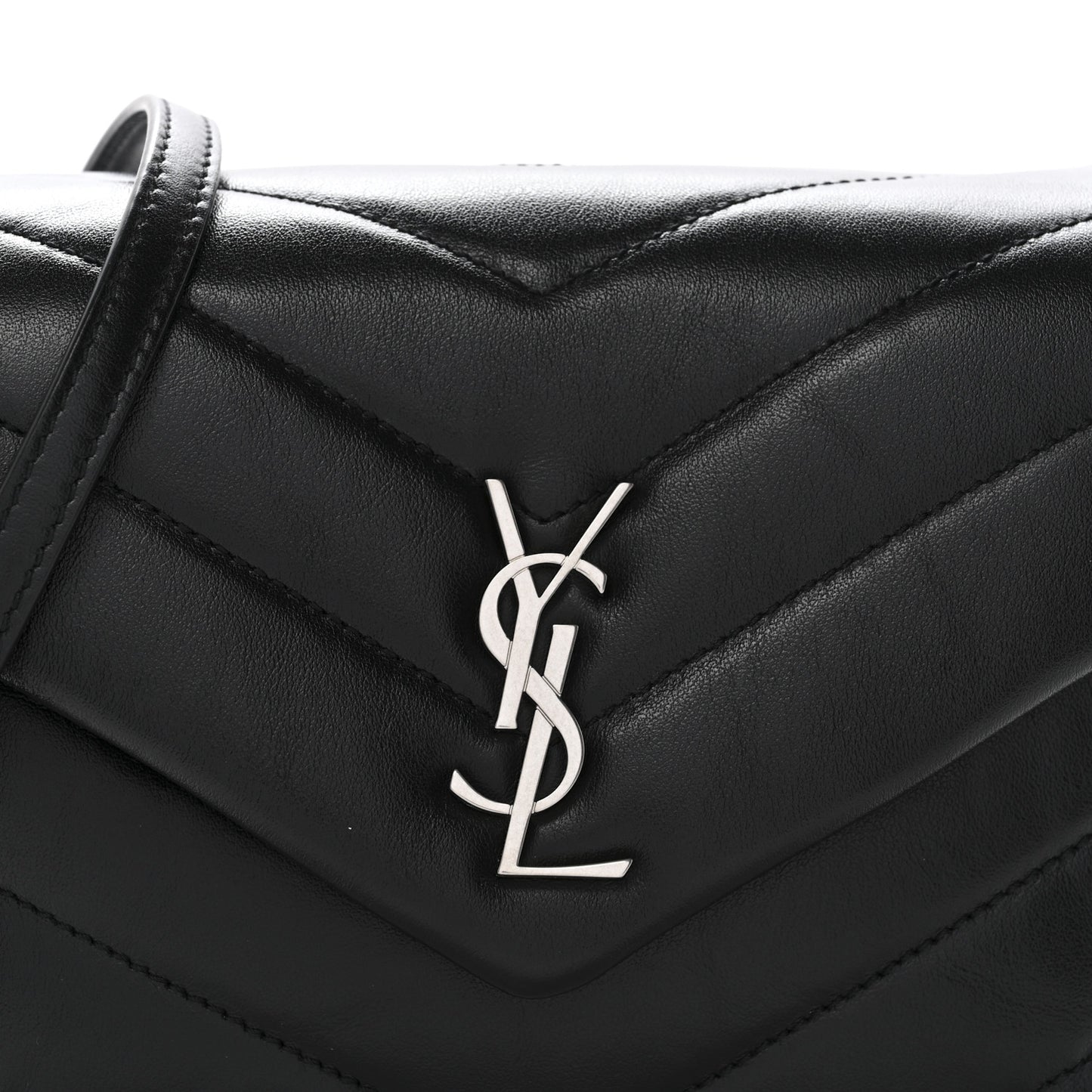 Calfskin Y Quilted Monogram Toy Loulou Crossbody Bag Black