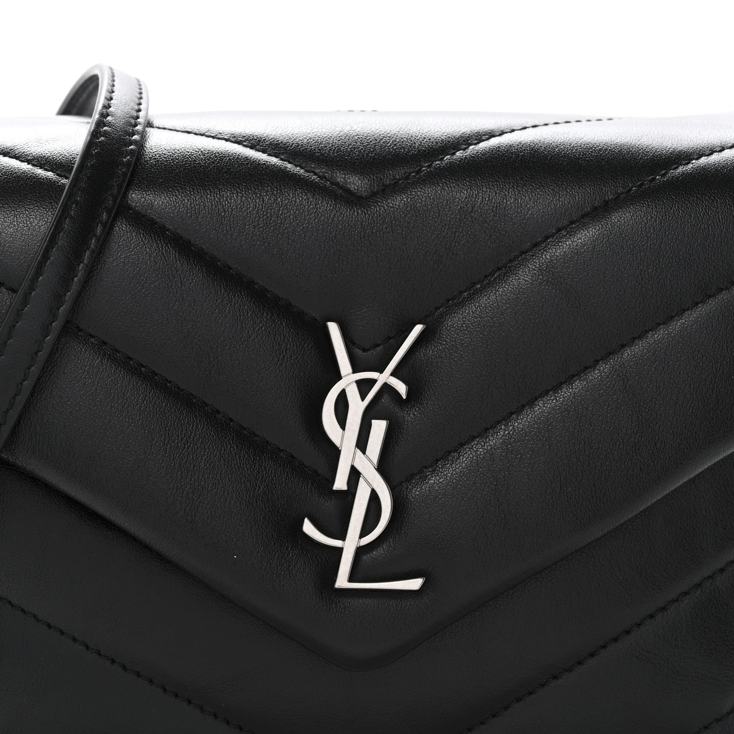 Saint Laurent Calfskin Y Quilted Monogram Toy Loulou Crossbody Bag Black 9 of 12