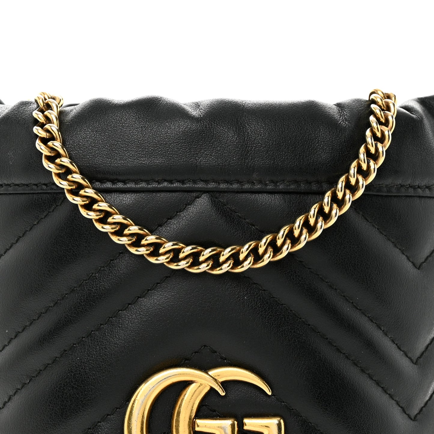 Calfskin Matelasse Mini GG Marmont 2.0 Bucket Bag Black