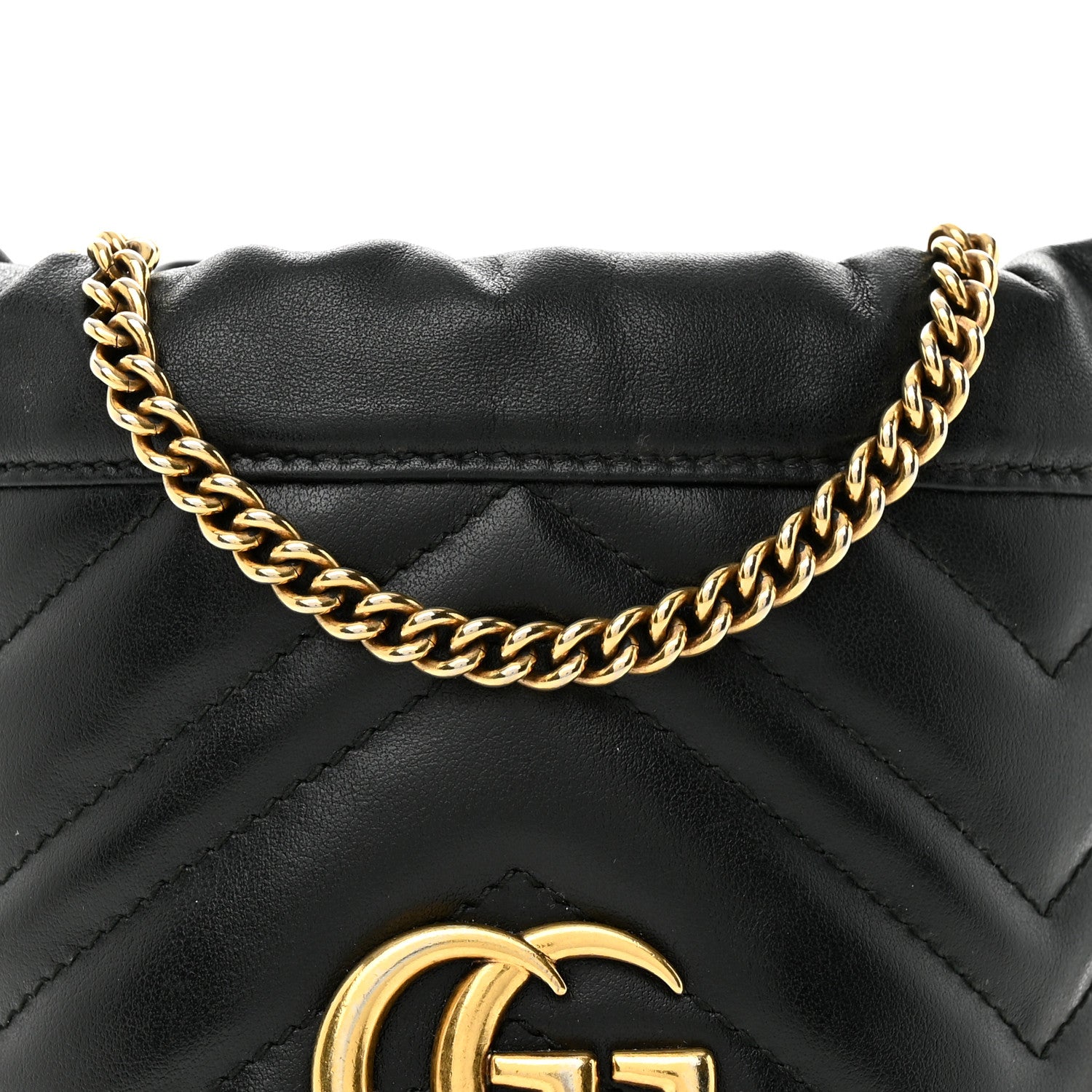 Gucci Calfskin Matelasse Mini GG Marmont 2.0 Bucket Bag Black 8 of 14