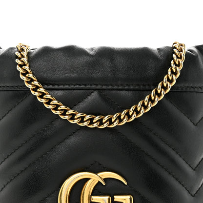 Gucci Calfskin Matelasse Mini GG Marmont 2.0 Bucket Bag Black 8 of 14