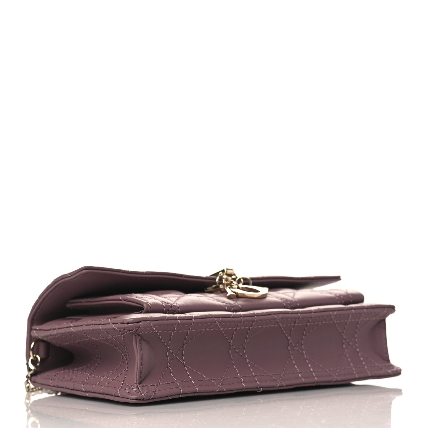 Lambskin Cannage Lady Dior Chain Pouch Purple