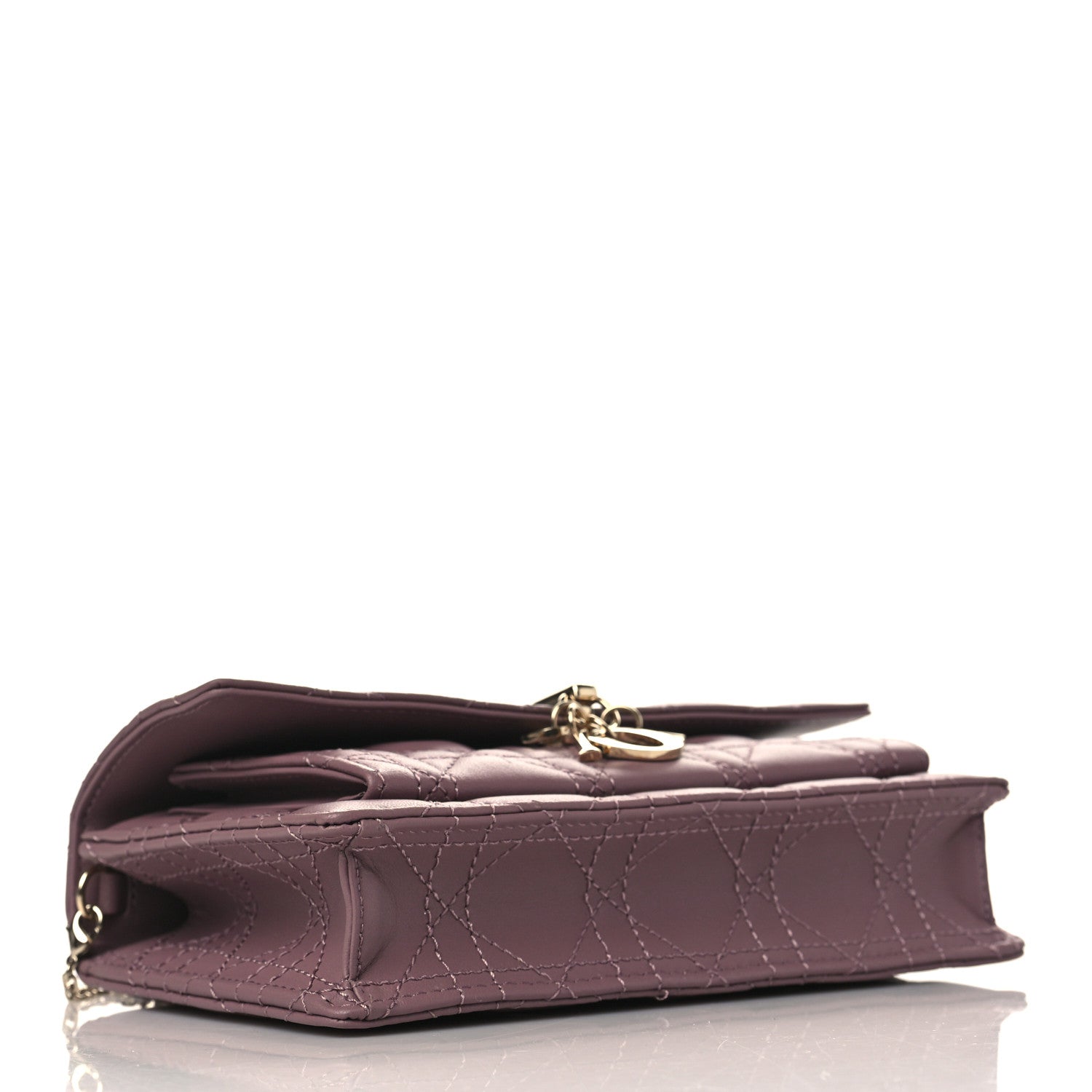 Christian Dior Lambskin Cannage Lady Dior Chain Pouch Purple 4 of 9