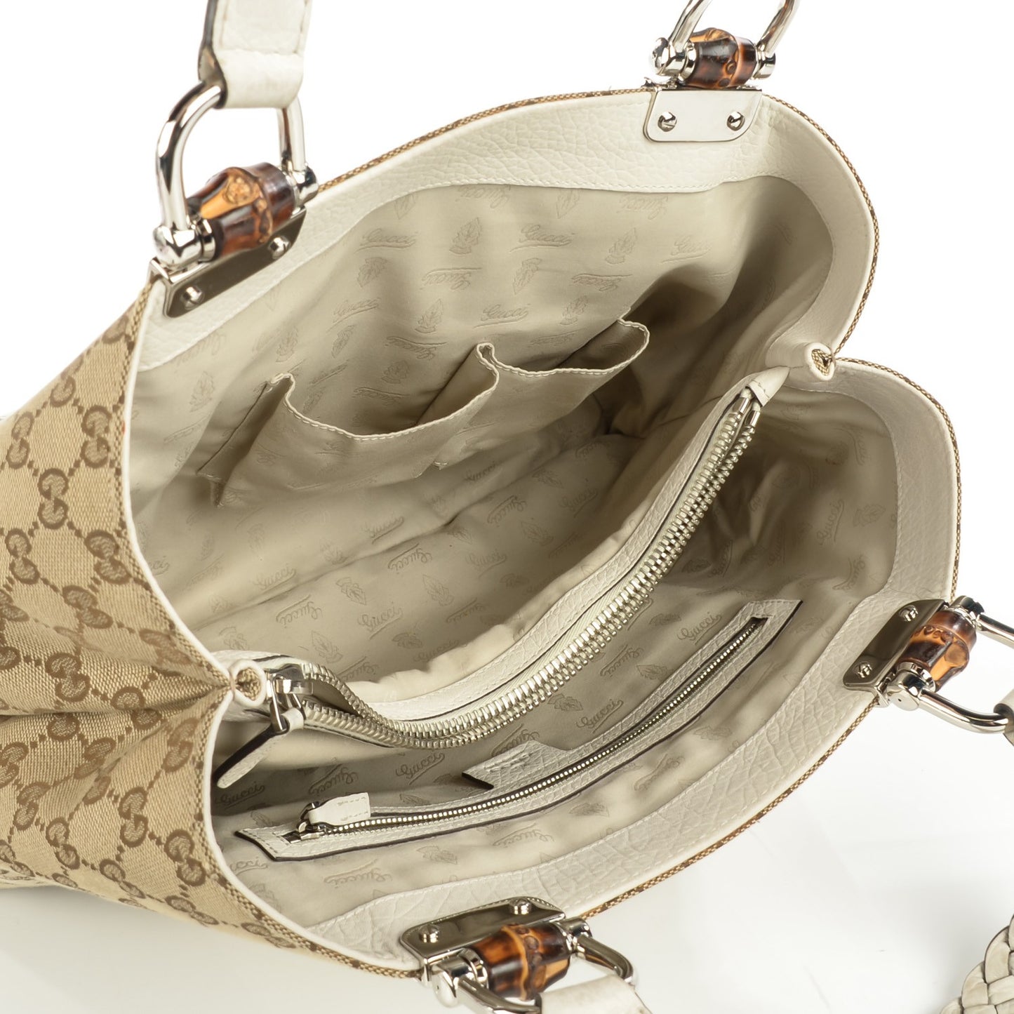 Monogram Bamboo Bar Medium Tote Off White